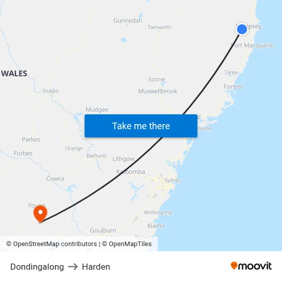 Dondingalong to Harden map