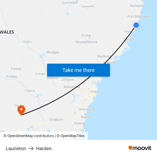Laurieton to Harden map
