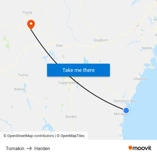 Tomakin to Harden map