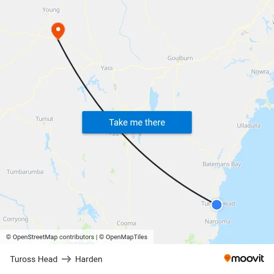 Tuross Head to Harden map