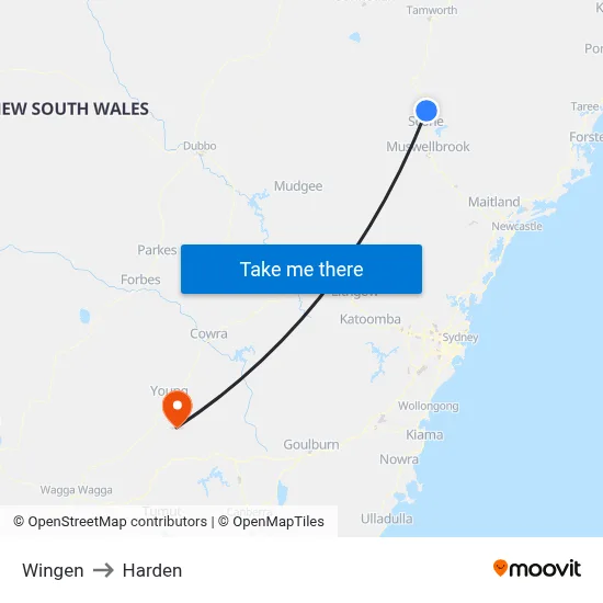 Wingen to Harden map