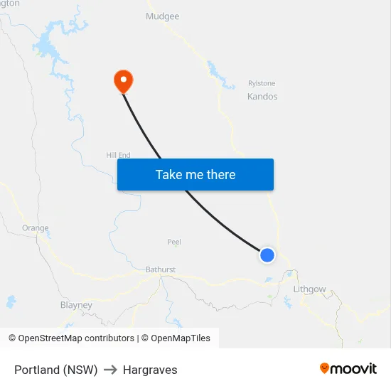 Portland (NSW) to Hargraves map