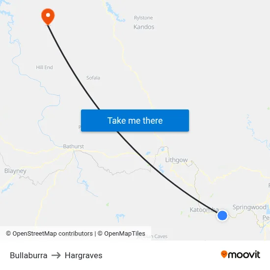 Bullaburra to Hargraves map