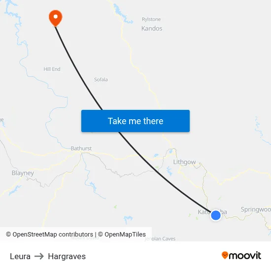 Leura to Hargraves map