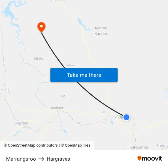 Marrangaroo to Hargraves map