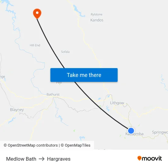Medlow Bath to Hargraves map