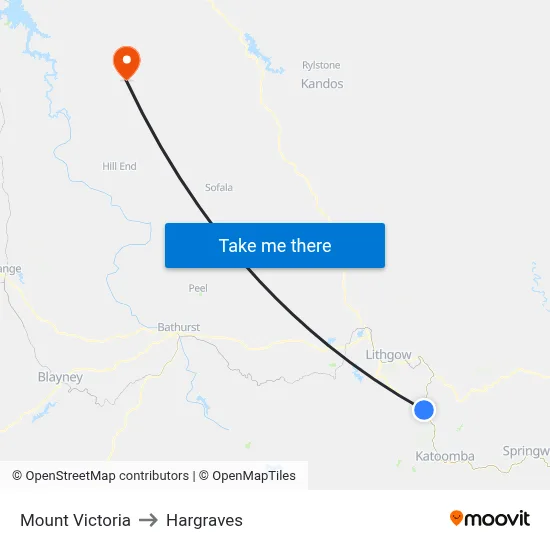 Mount Victoria to Hargraves map