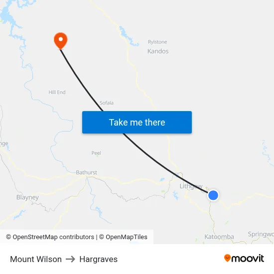 Mount Wilson to Hargraves map