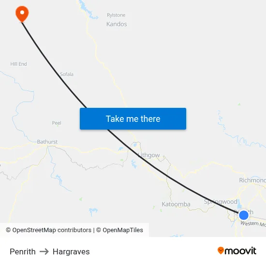 Penrith to Hargraves map