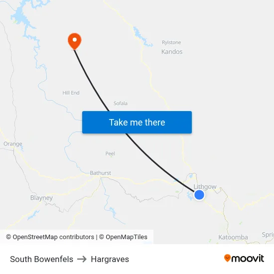 South Bowenfels to Hargraves map