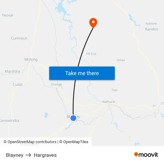 Blayney to Hargraves map