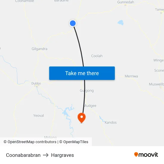 Coonabarabran to Hargraves map