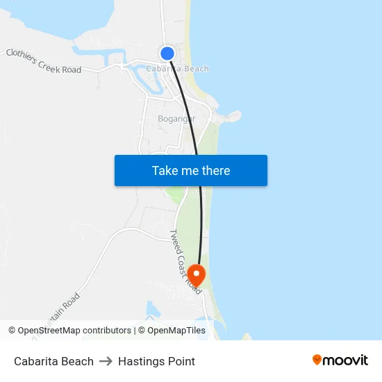 Cabarita Beach to Hastings Point map