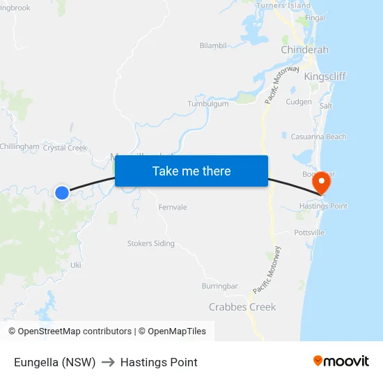 Eungella (NSW) to Hastings Point map