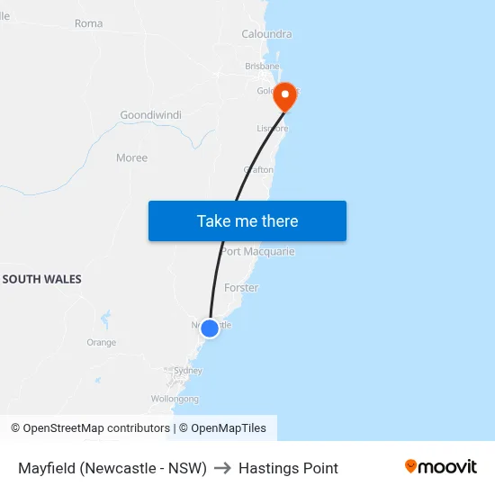 Mayfield (Newcastle - NSW) to Hastings Point map