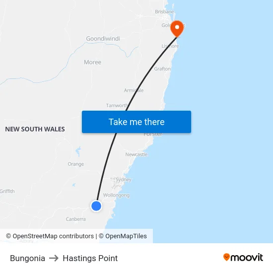Bungonia to Hastings Point map