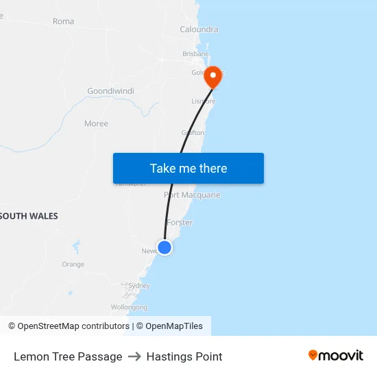 Lemon Tree Passage to Hastings Point map
