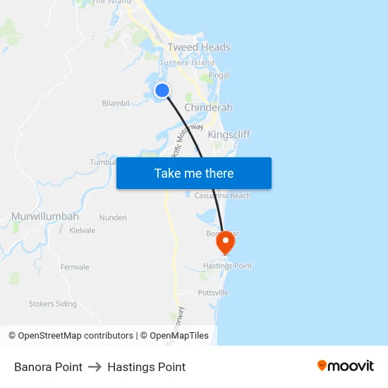 Banora Point to Hastings Point map