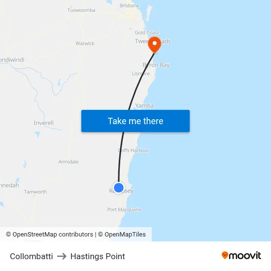 Collombatti to Hastings Point map