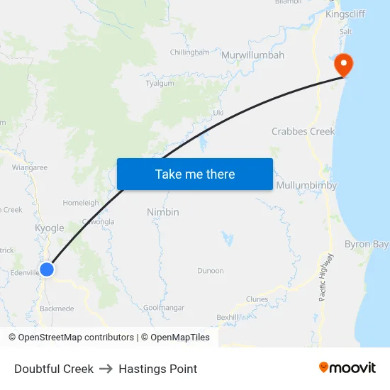Doubtful Creek to Hastings Point map