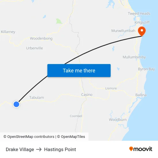 Drake Village to Hastings Point map