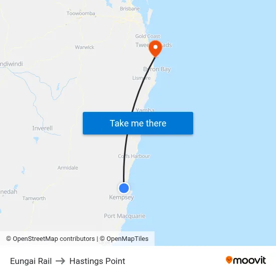 Eungai Rail to Hastings Point map