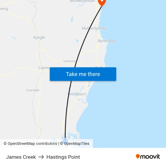 James Creek to Hastings Point map