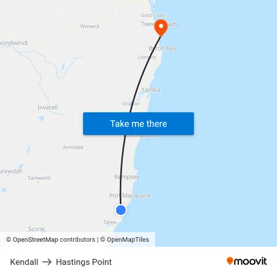 Kendall to Hastings Point map