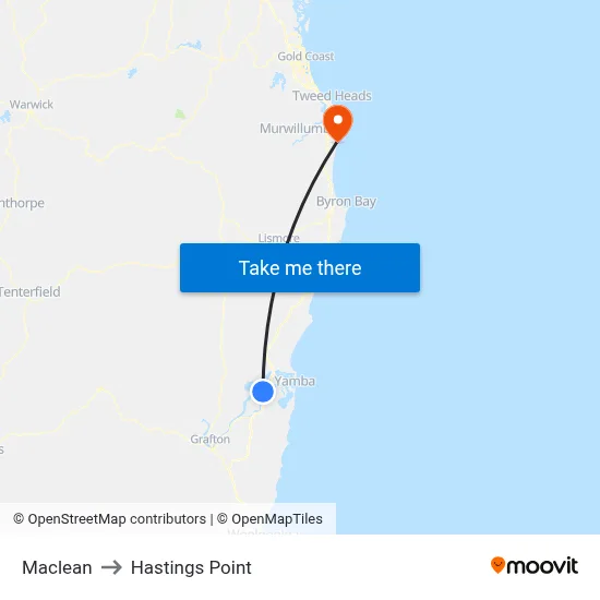 Maclean to Hastings Point map