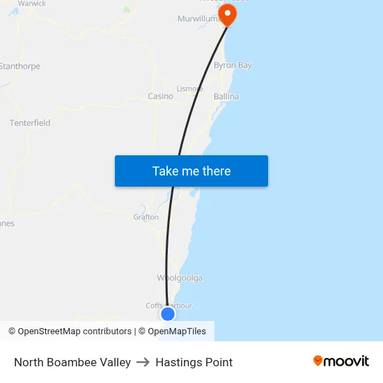 North Boambee Valley to Hastings Point map
