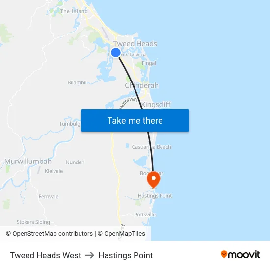 Tweed Heads West to Hastings Point map