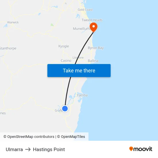 Ulmarra to Hastings Point map