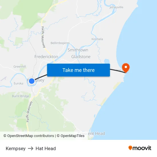 Kempsey to Hat Head map