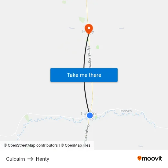 Culcairn to Henty map
