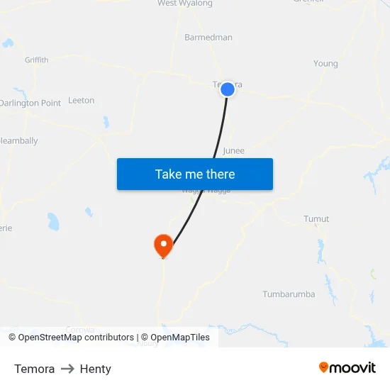 Temora to Henty map