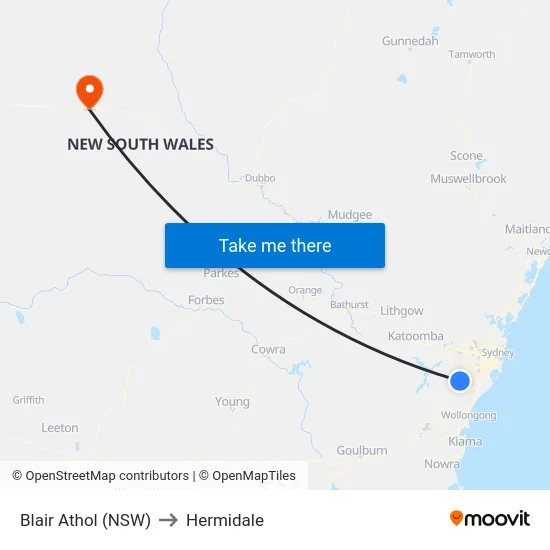 Blair Athol (NSW) to Hermidale map