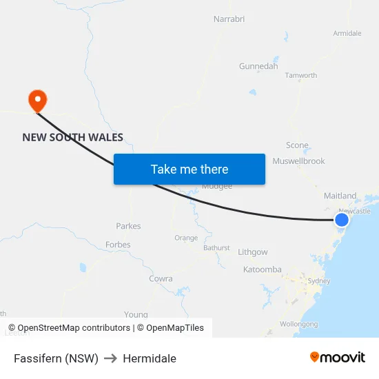 Fassifern (NSW) to Hermidale map