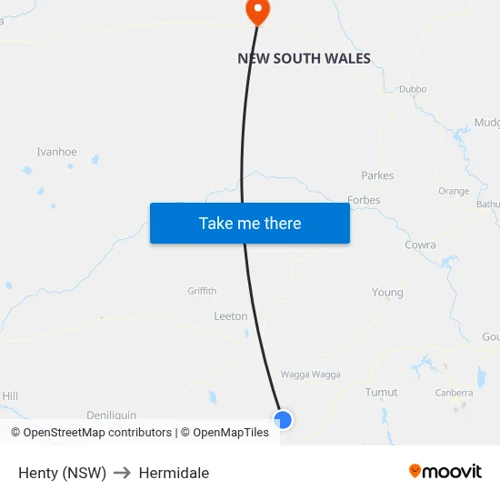 Henty (NSW) to Hermidale map