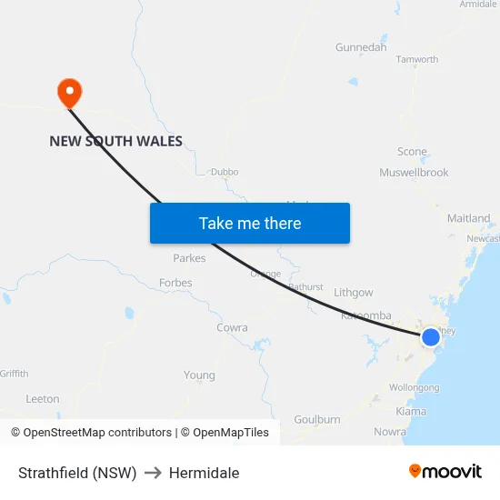 Strathfield (NSW) to Hermidale map