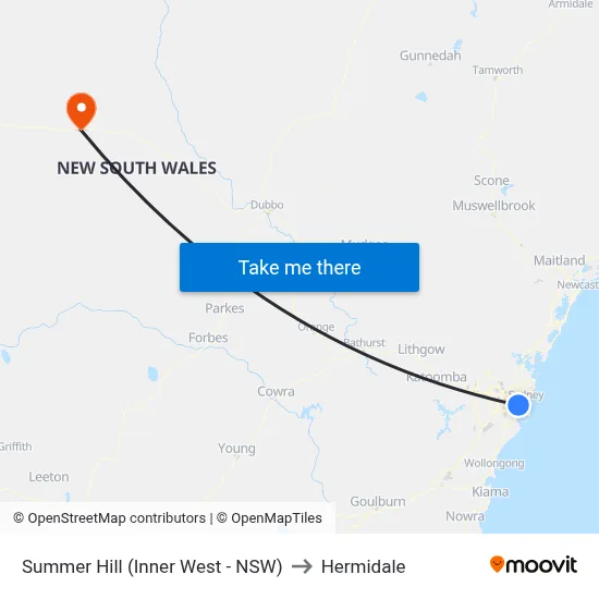 Summer Hill (Inner West - NSW) to Hermidale map