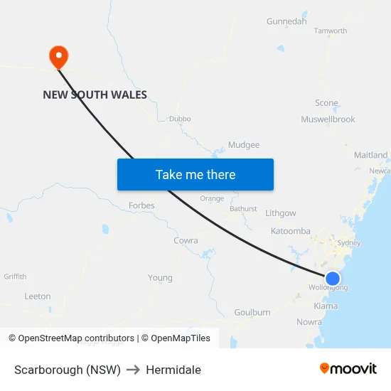 Scarborough (NSW) to Hermidale map