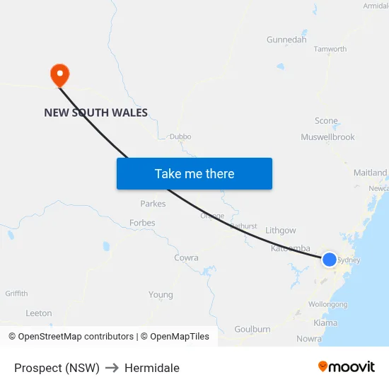 Prospect (NSW) to Hermidale map