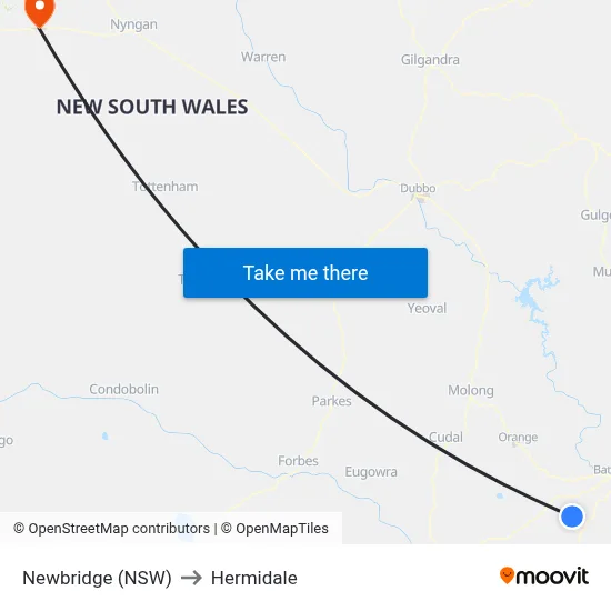 Newbridge (NSW) to Hermidale map