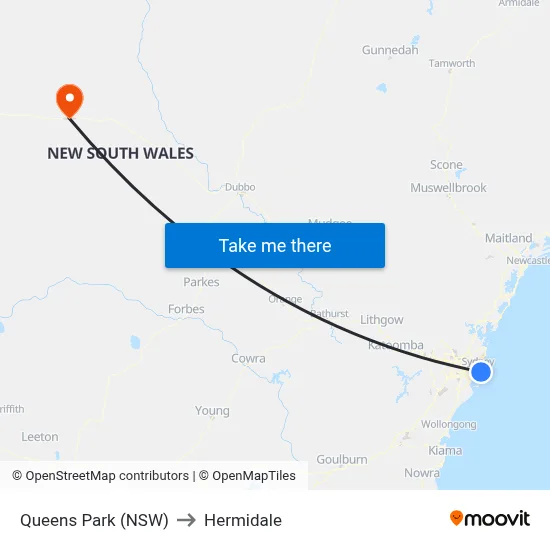 Queens Park (NSW) to Hermidale map