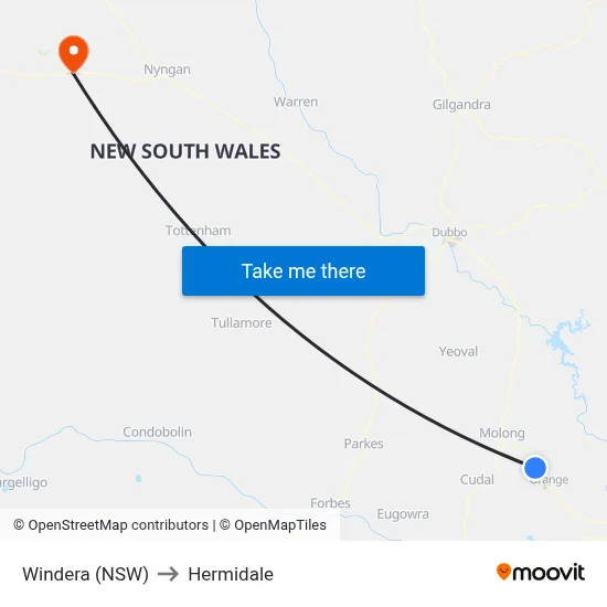 Windera (NSW) to Hermidale map