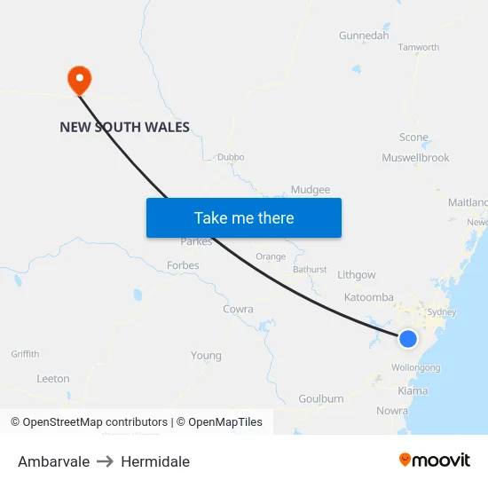 Ambarvale to Hermidale map