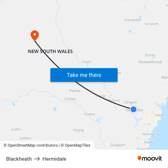 Blackheath to Hermidale map