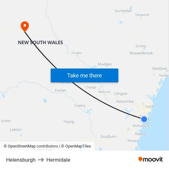 Helensburgh to Hermidale map