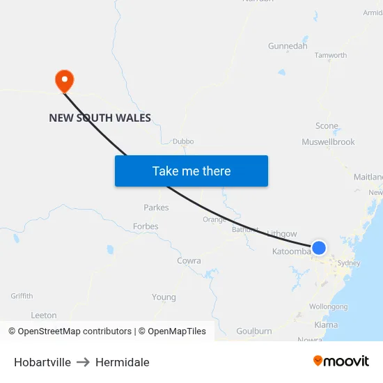Hobartville to Hermidale map