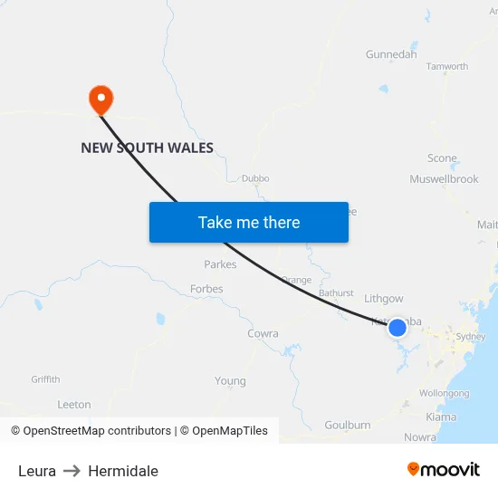 Leura to Hermidale map